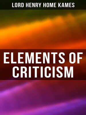 cover image of Elements of Criticism